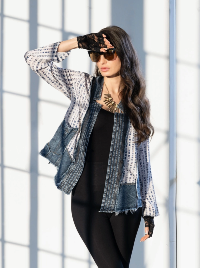 Denim and Chiffon Jacket