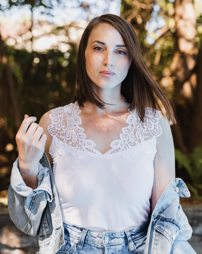 White Reversible Lace Cami Top