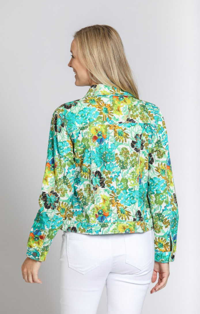 Green Floral Jean Jacket