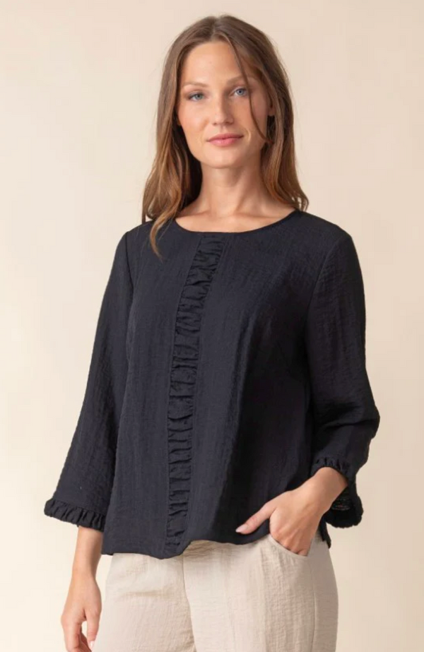 Black Ruched Front Top