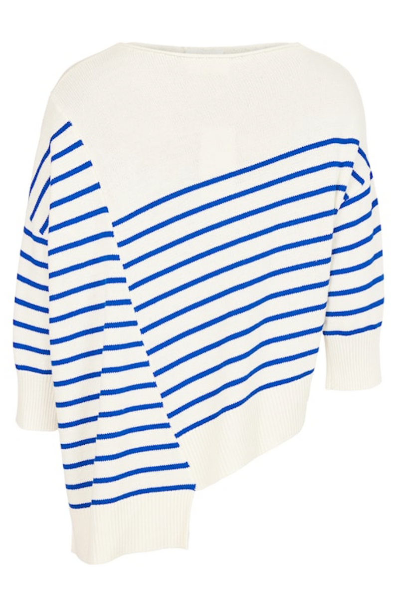 Blue Kknit Striped Asymmetrical Sweater