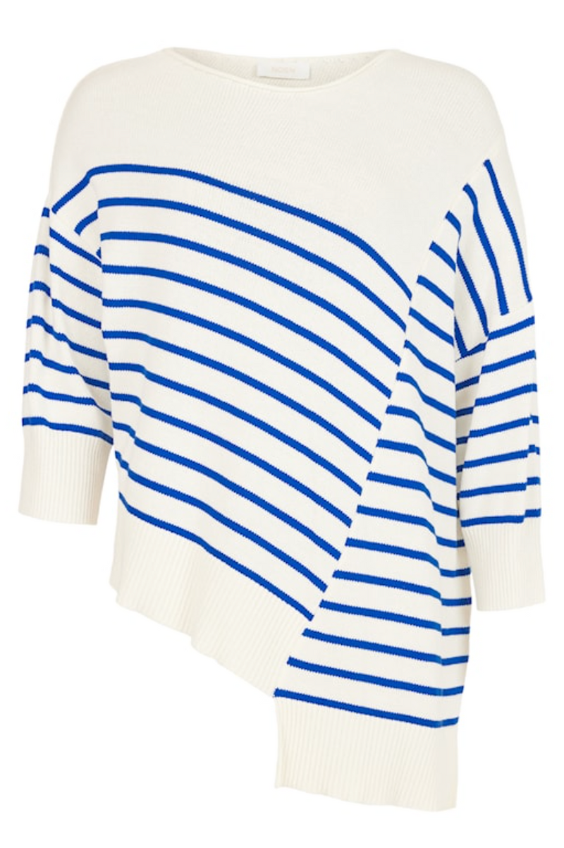 Blue Kknit Striped Asymmetrical Sweater