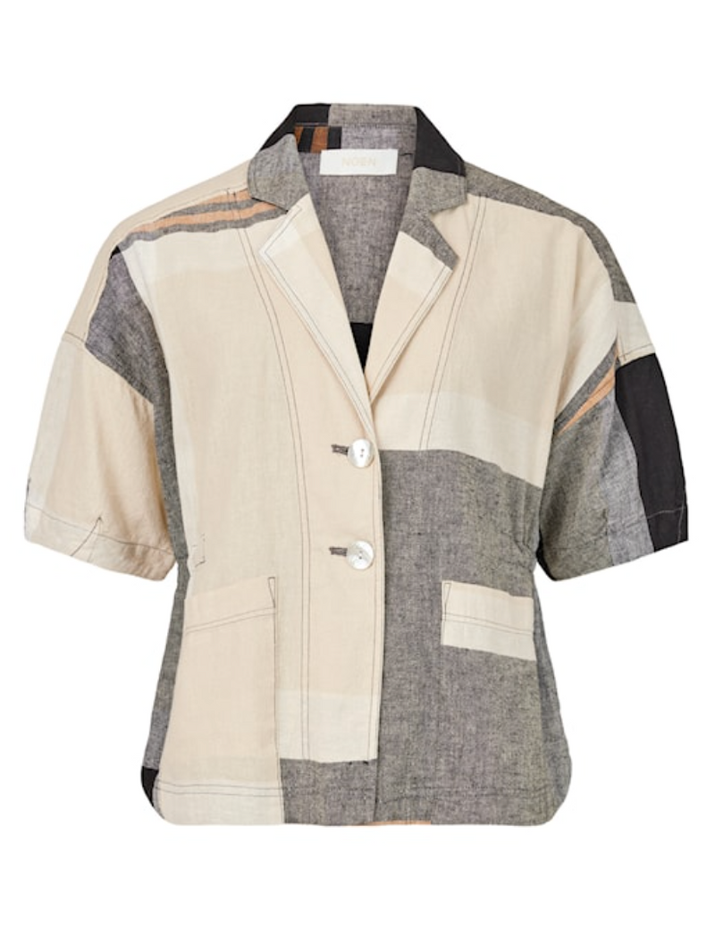 Black & Biege Mixed Plaid Jacket