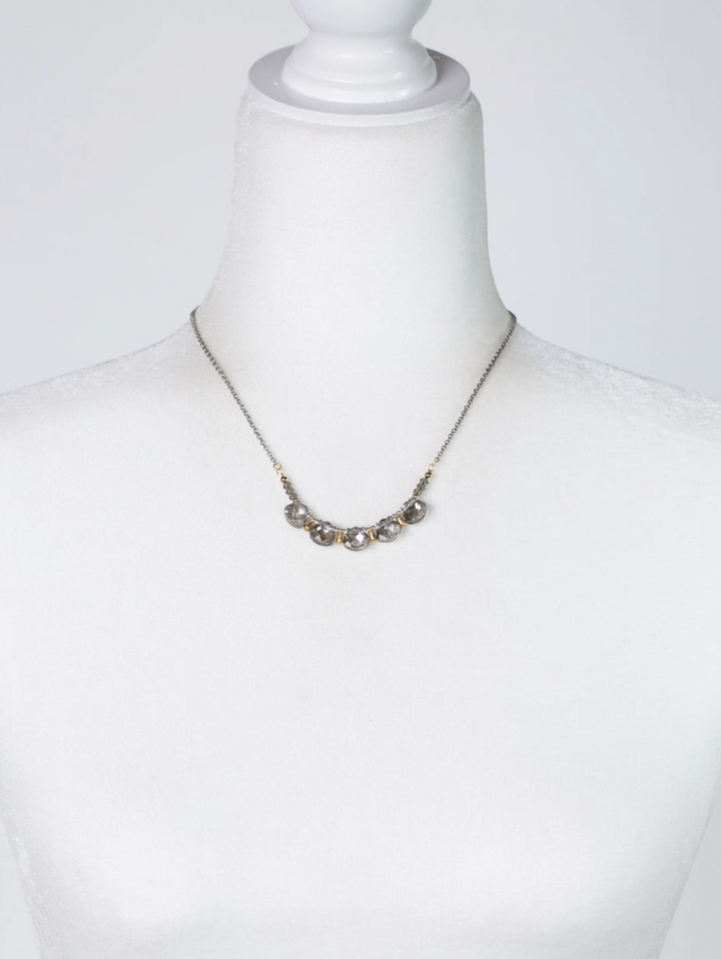 Silver & Gold Crystal Briolette Necklace