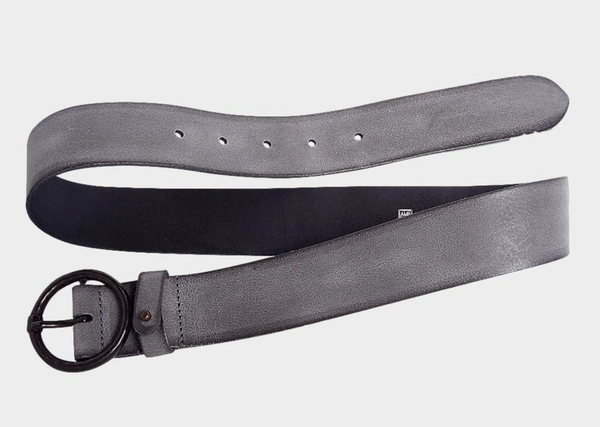 Grey Vintage Full-Grain Leather Belt