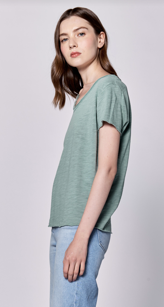 Iceberg Green Cotton V-Neck Top