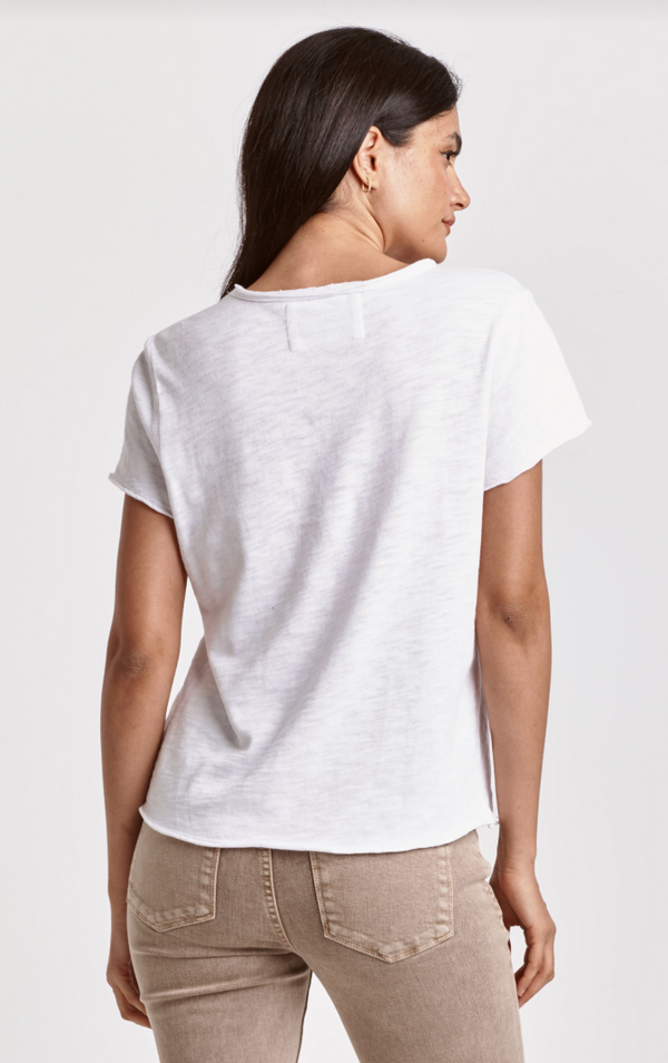 White Cotton V-Neck Top