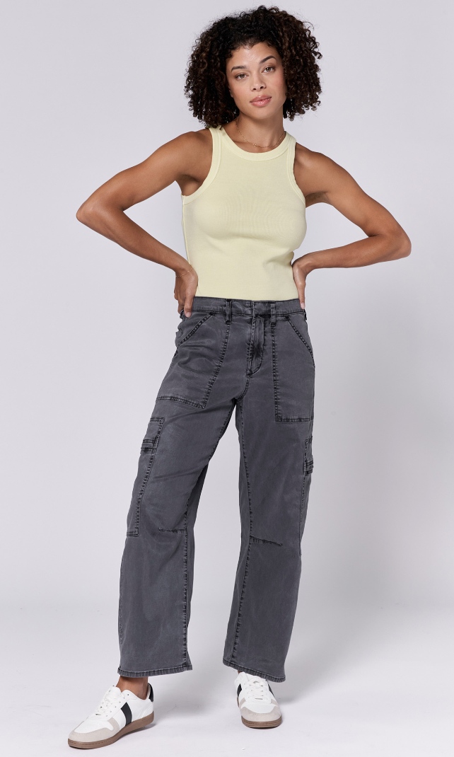 Charcoal Cropped Baggy Pant