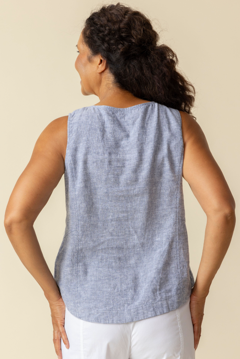 Indigo Button Tank