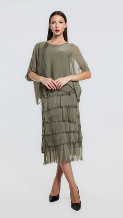Olive Tier 3/4 Dress