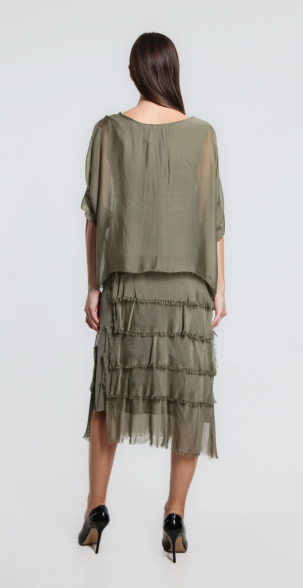 Olive Tier 3/4 Dress