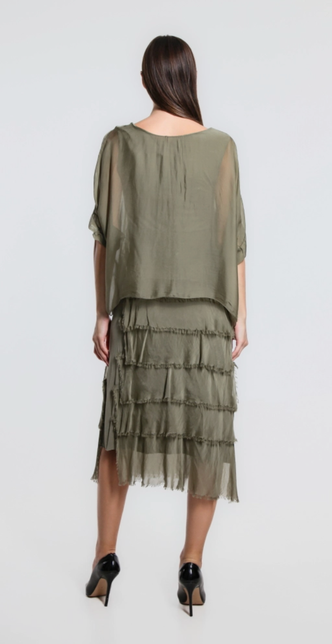 Olive Tier 3/4 Dress