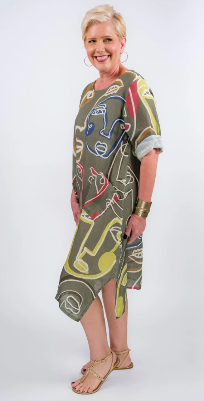 Olive Picasso Pocket Dress
