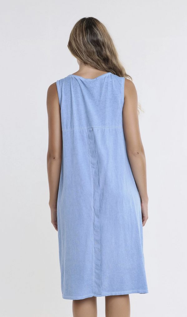 Jean Blue Cotton Pocket Tank Dress