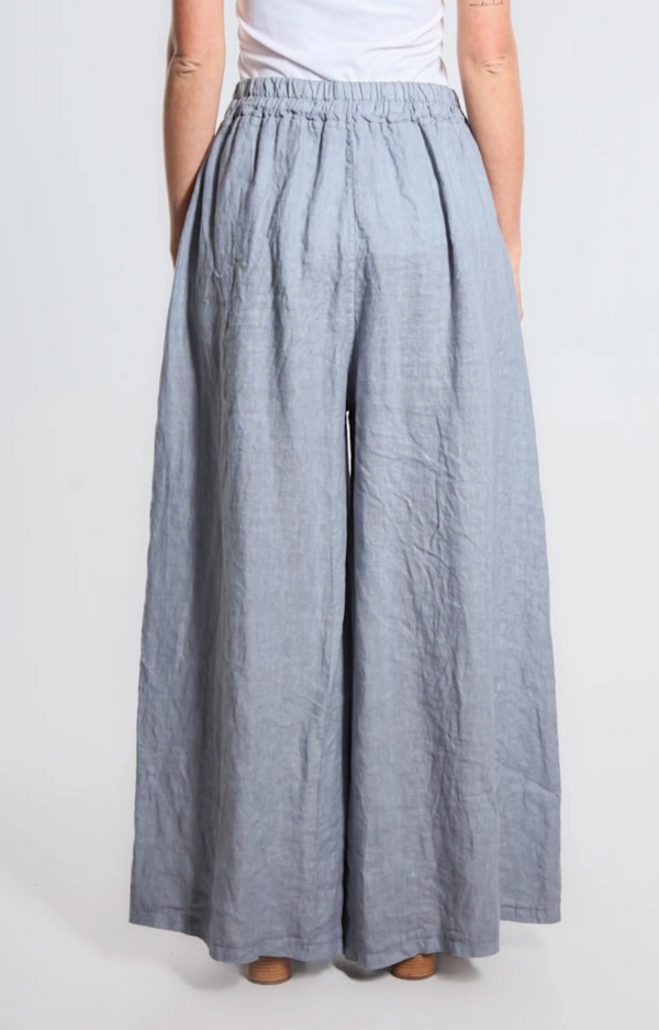 Grey Linen Wide Leg Pant