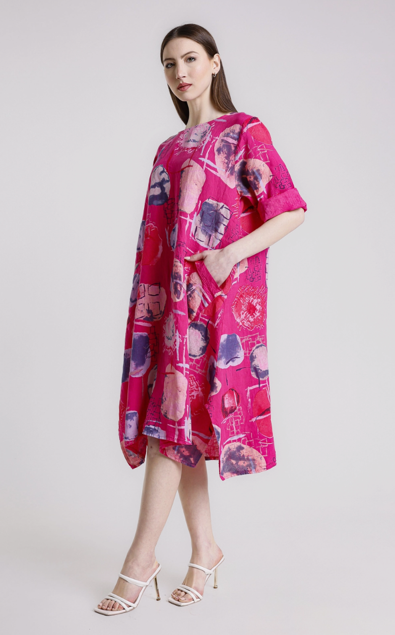 Fuchsia Gem Print Pocket Dress
