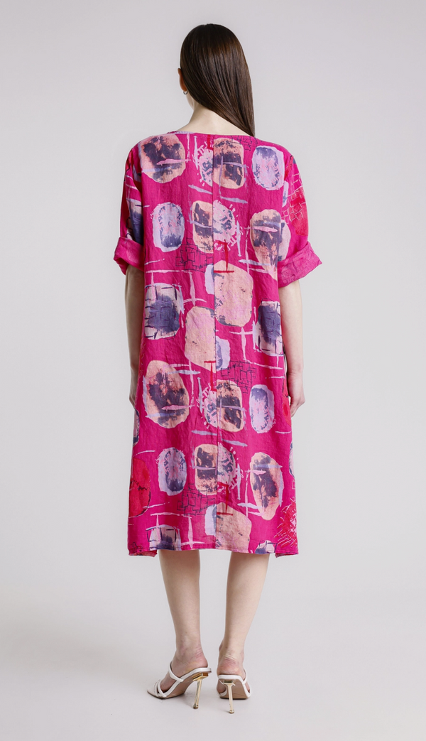 Fuchsia Gem Print Pocket Dress