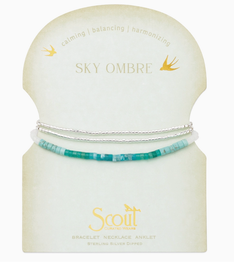 Sky Silver Ombre Stone Wrap Bracelet
