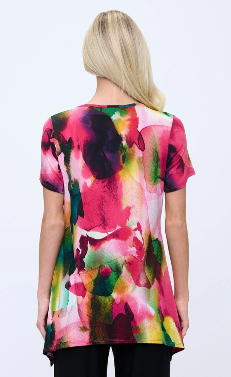 Pink Floral Key Hole Top
