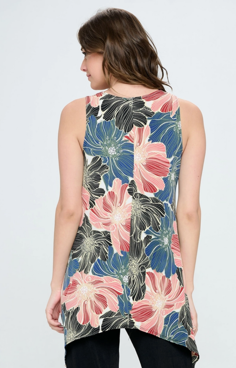 Floral Shark Bite Hem Tank