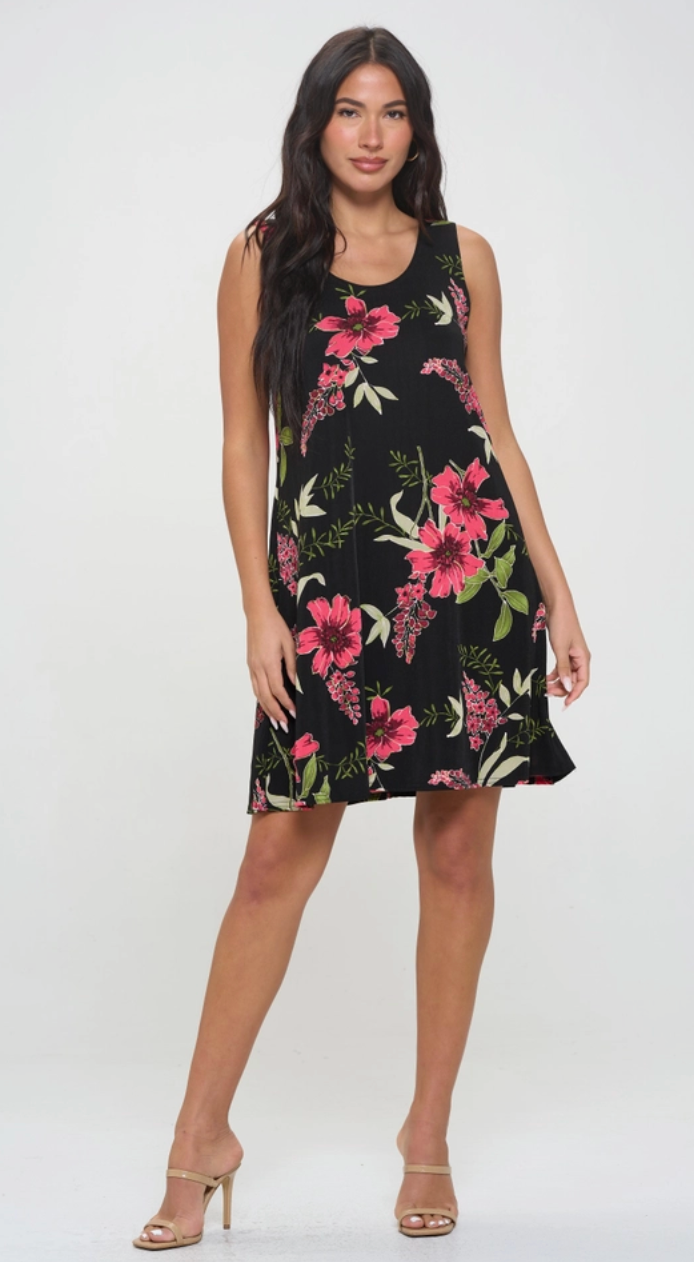 Pink Floral Tank Dress