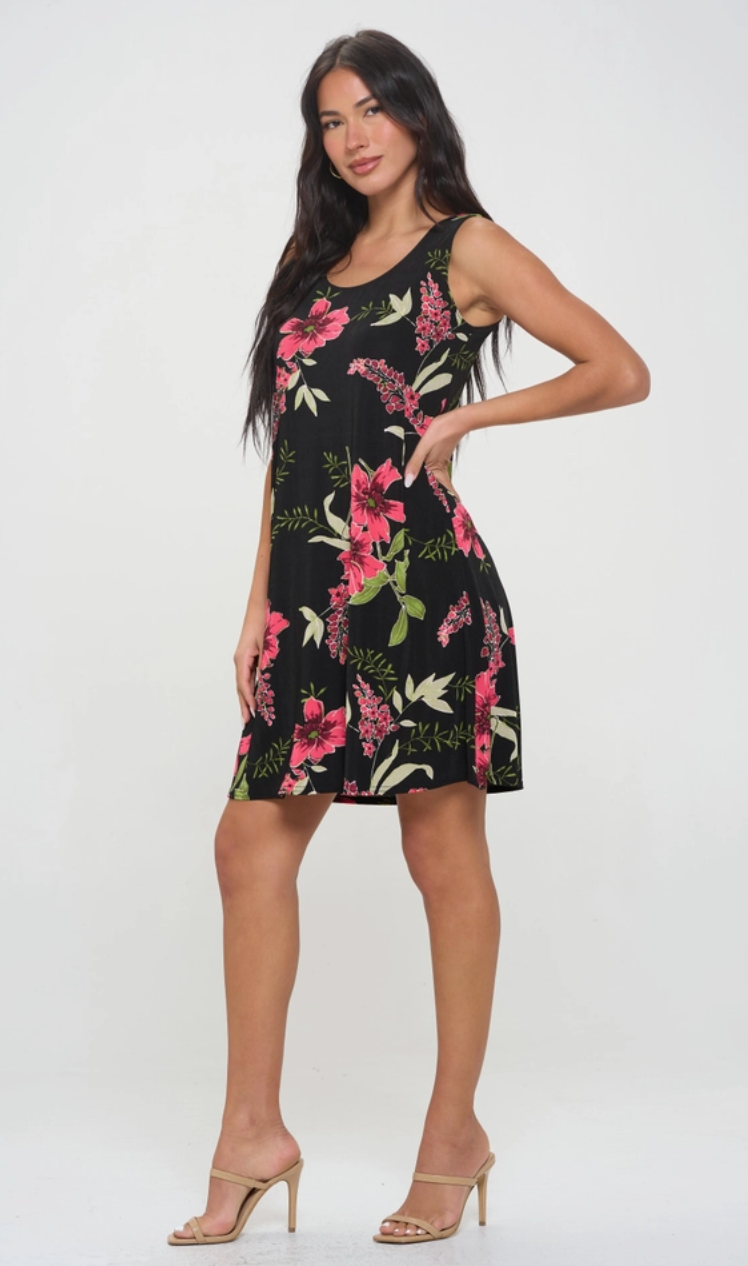 Pink Floral Tank Dress