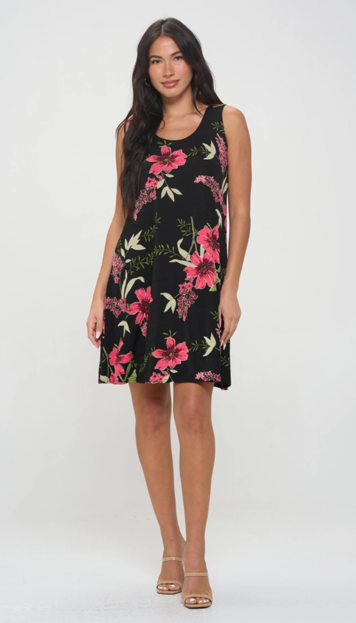 Pink Floral Tank Dress