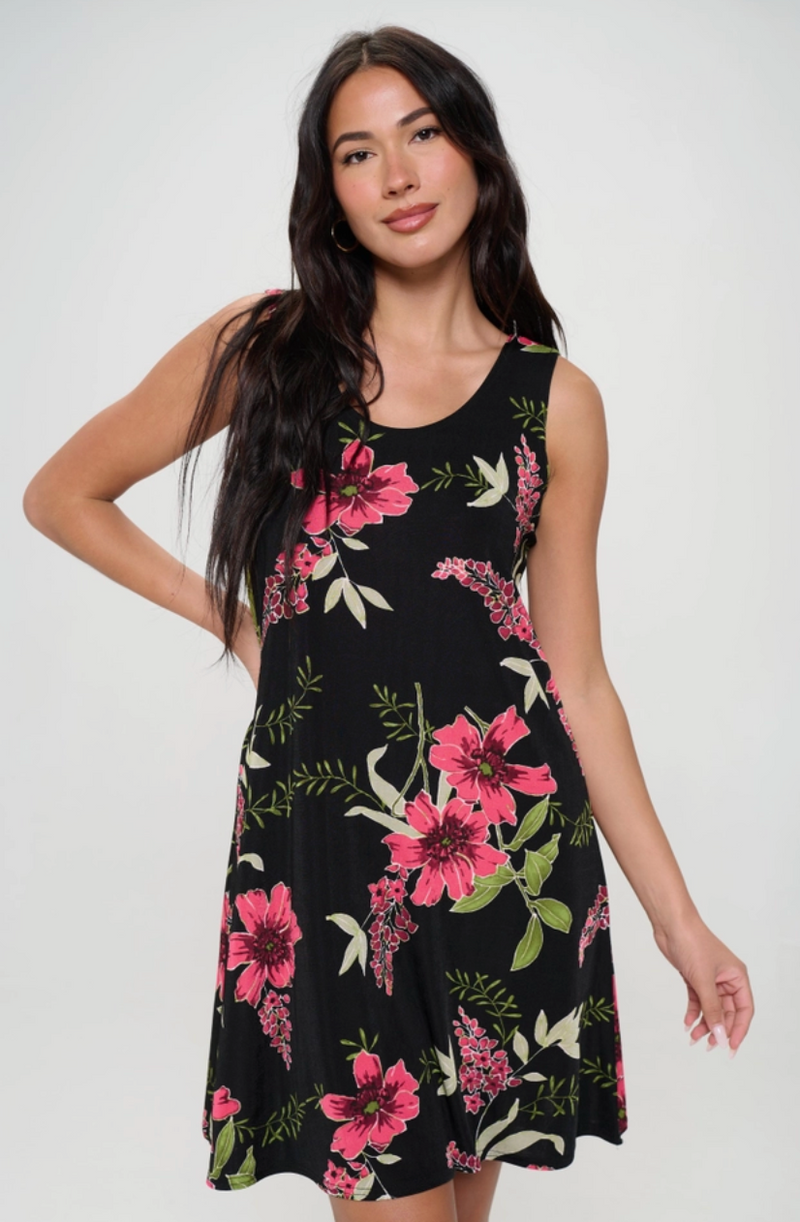 Pink Floral Tank Dress