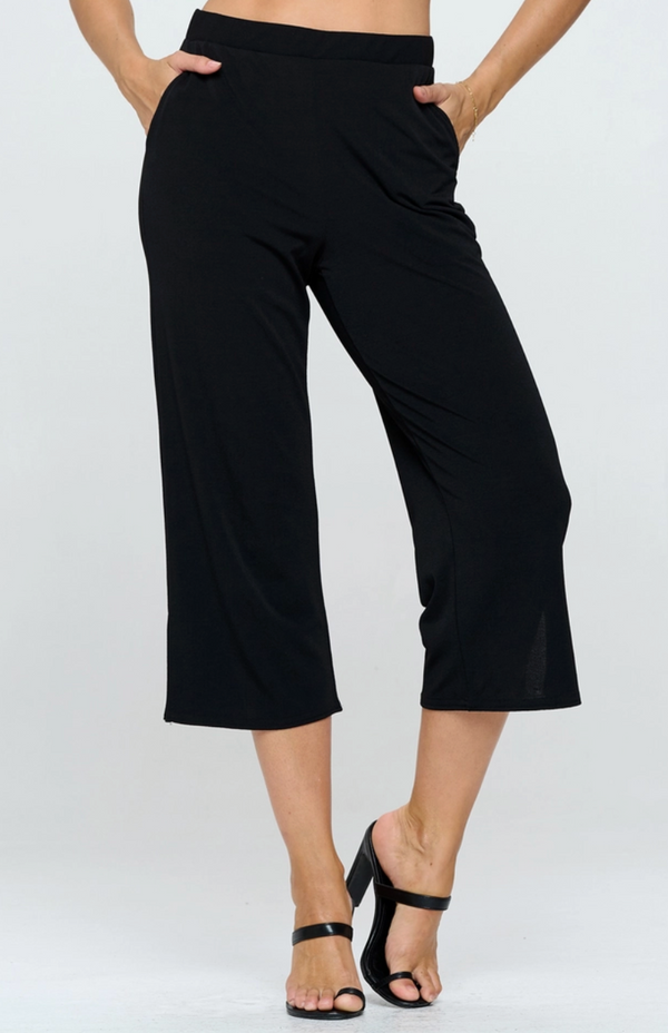 Black Wide Leg Crepe Pant