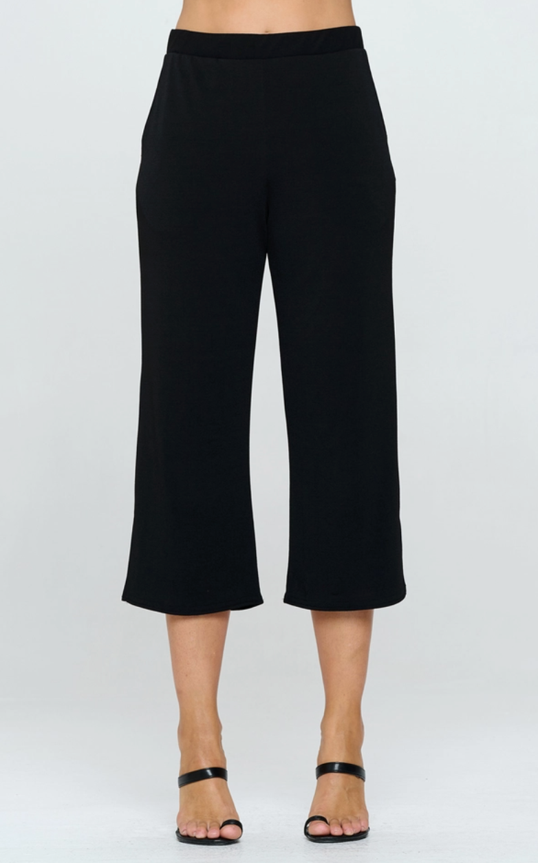 Black Wide Leg Crepe Pant