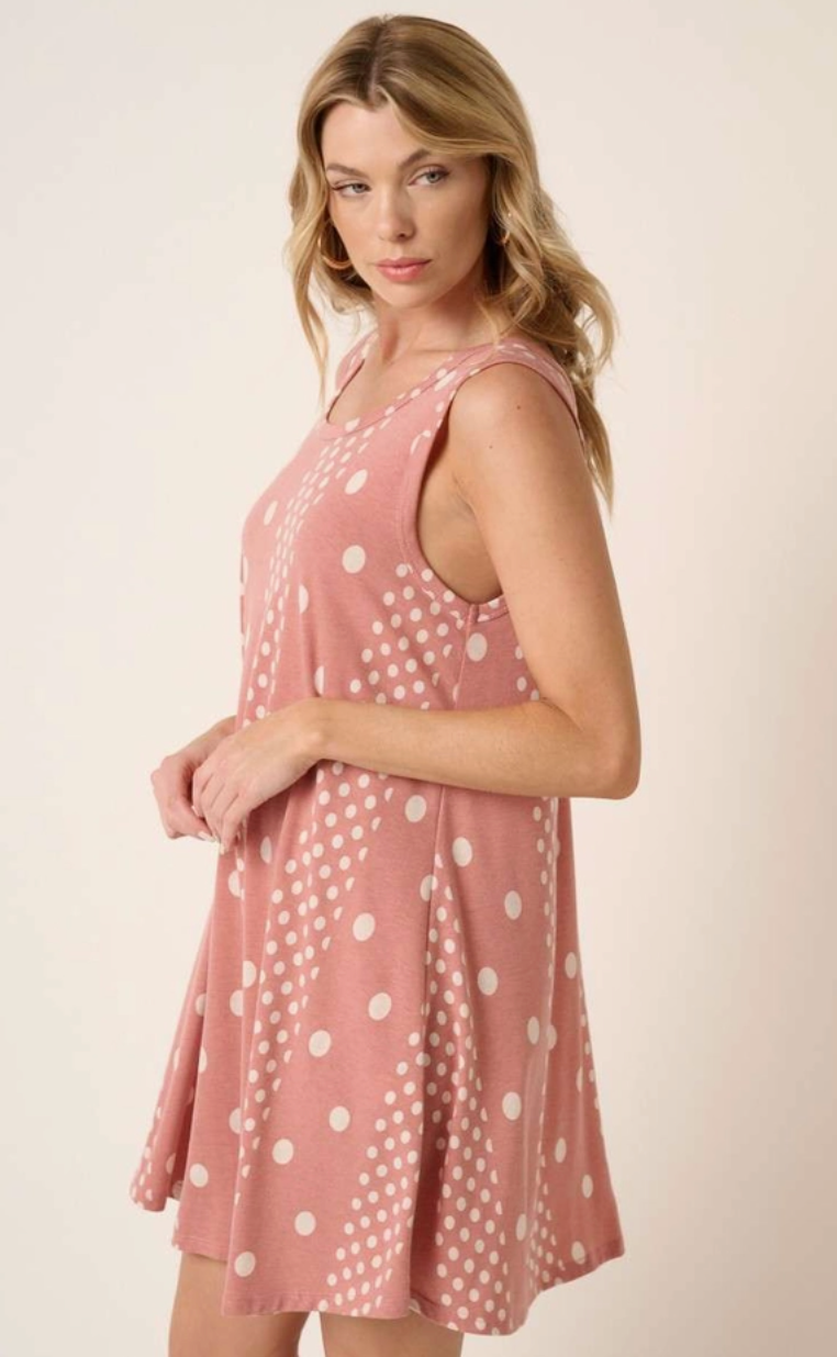 Mauve Polka Dot Tie Back Dress