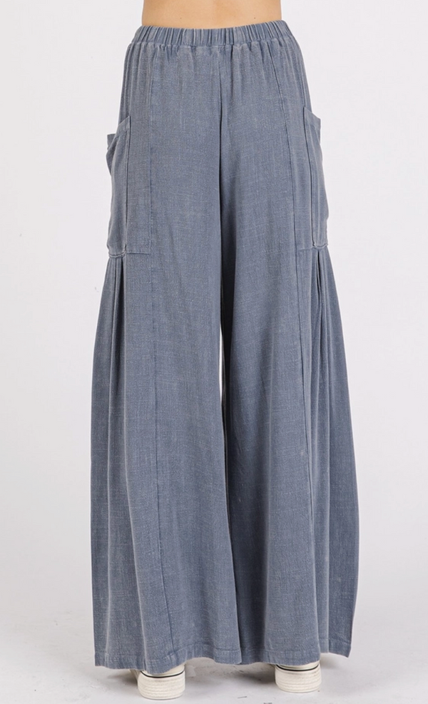Denim Pocket Wide Leg Pant