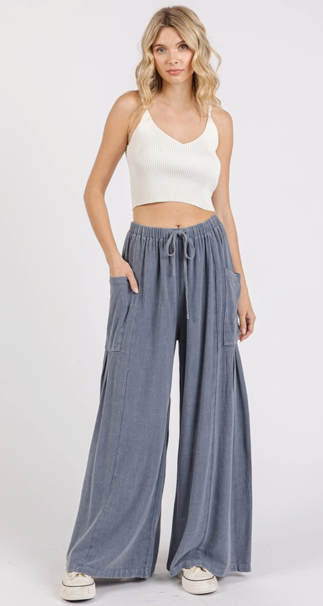 Denim Pocket Wide Leg Pant