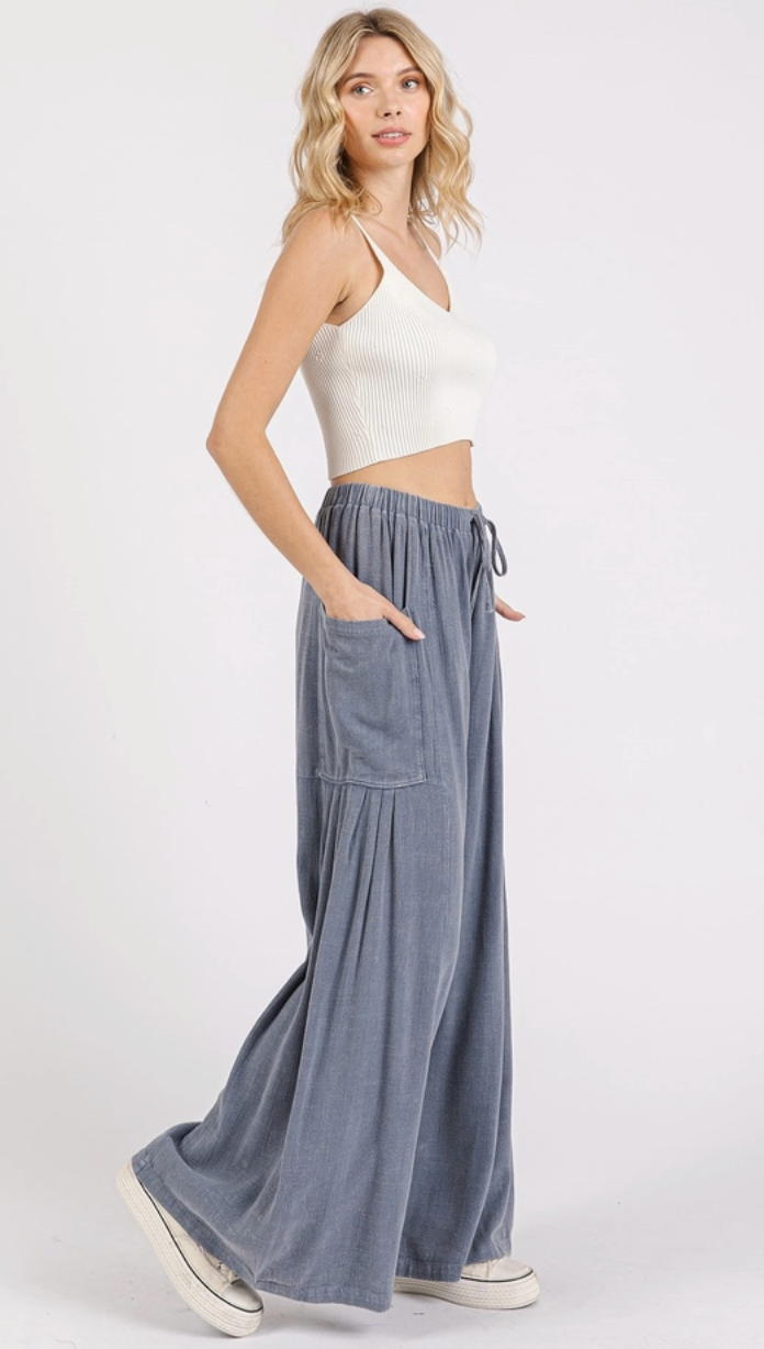 Denim Pocket Wide Leg Pant