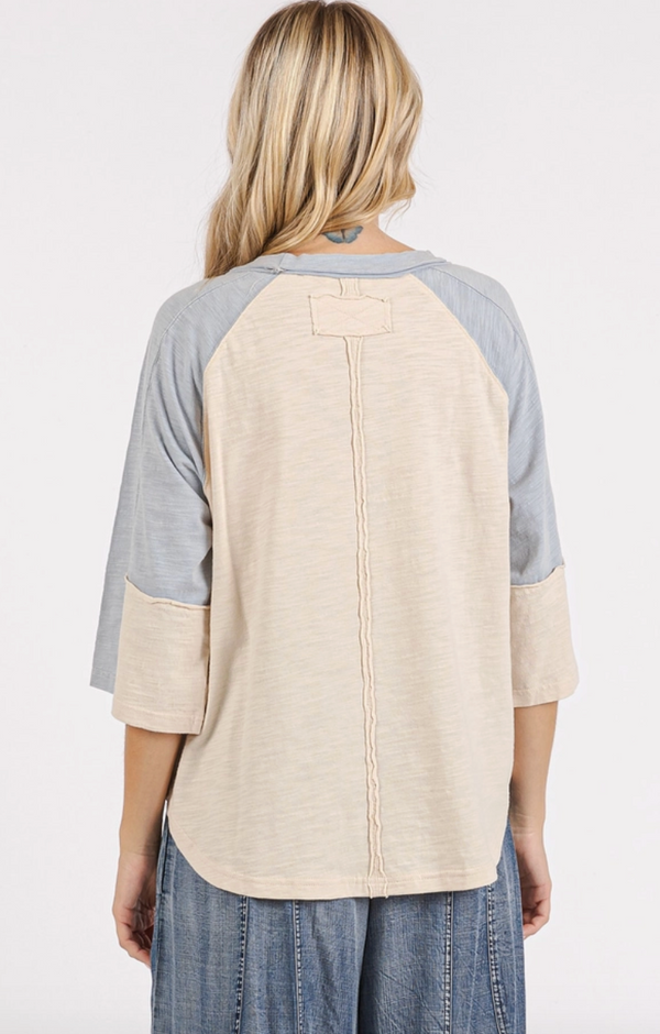 Blue Peace Sign Patch Top