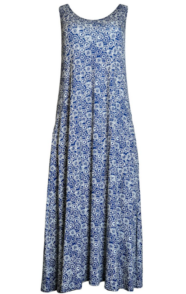 Blue & White Floral Maxi Dress