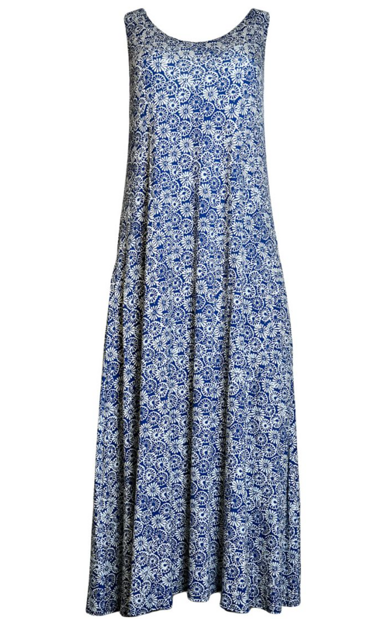 Blue & White Floral Maxi Dress