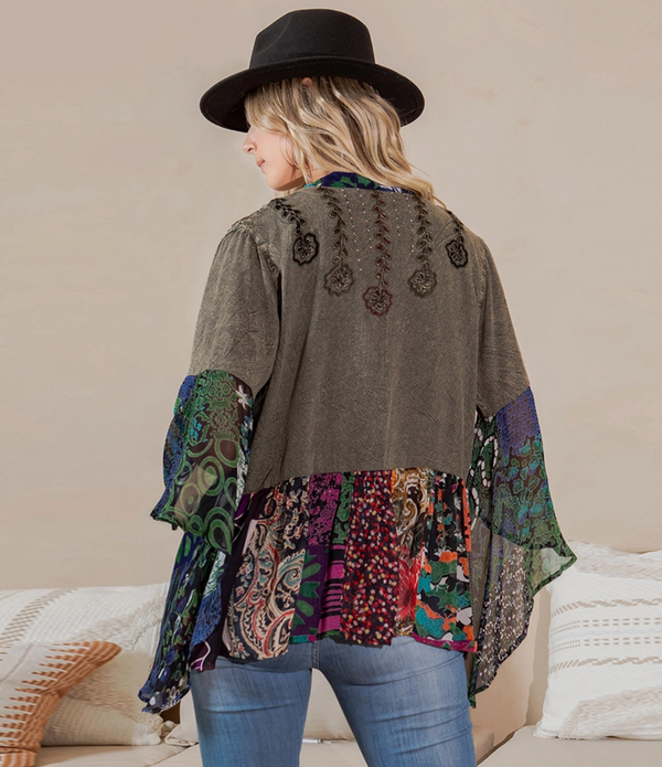 Vintage Bohemian Gravel Patchwork Shrug