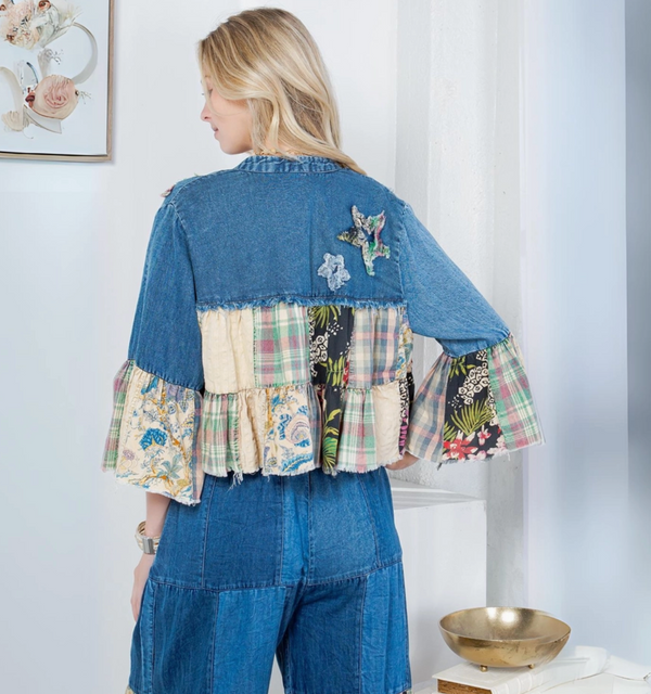 Denim Patchwork Shrug Jacket