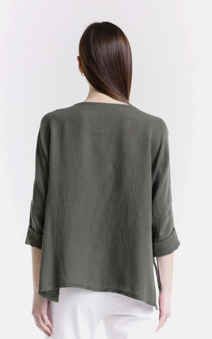Army Green Long Sleeve Raglan Top