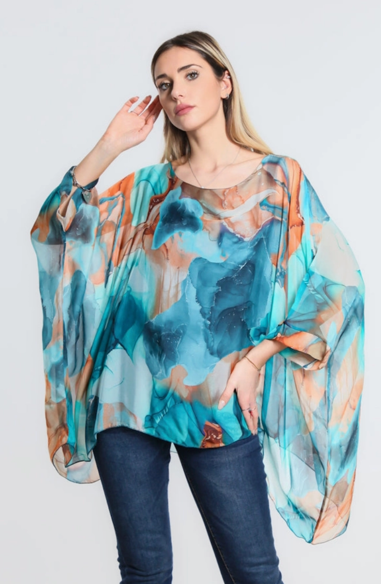 Teal Zing Silk Kaftan