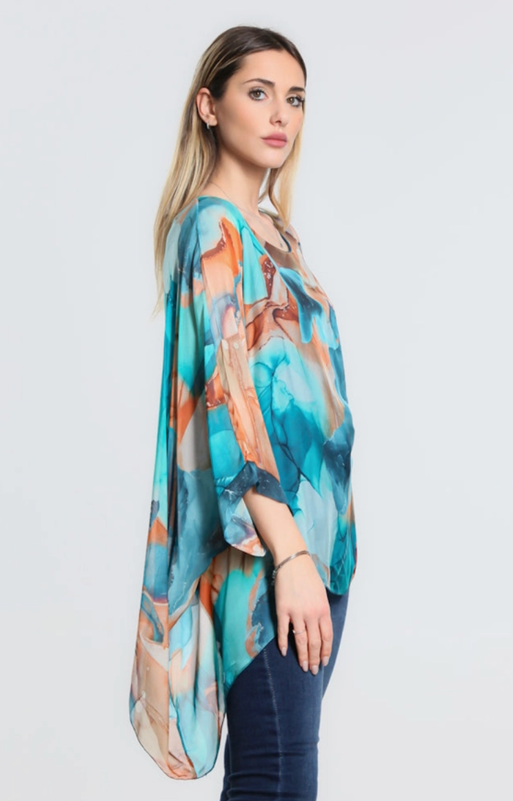Teal Zing Silk Kaftan