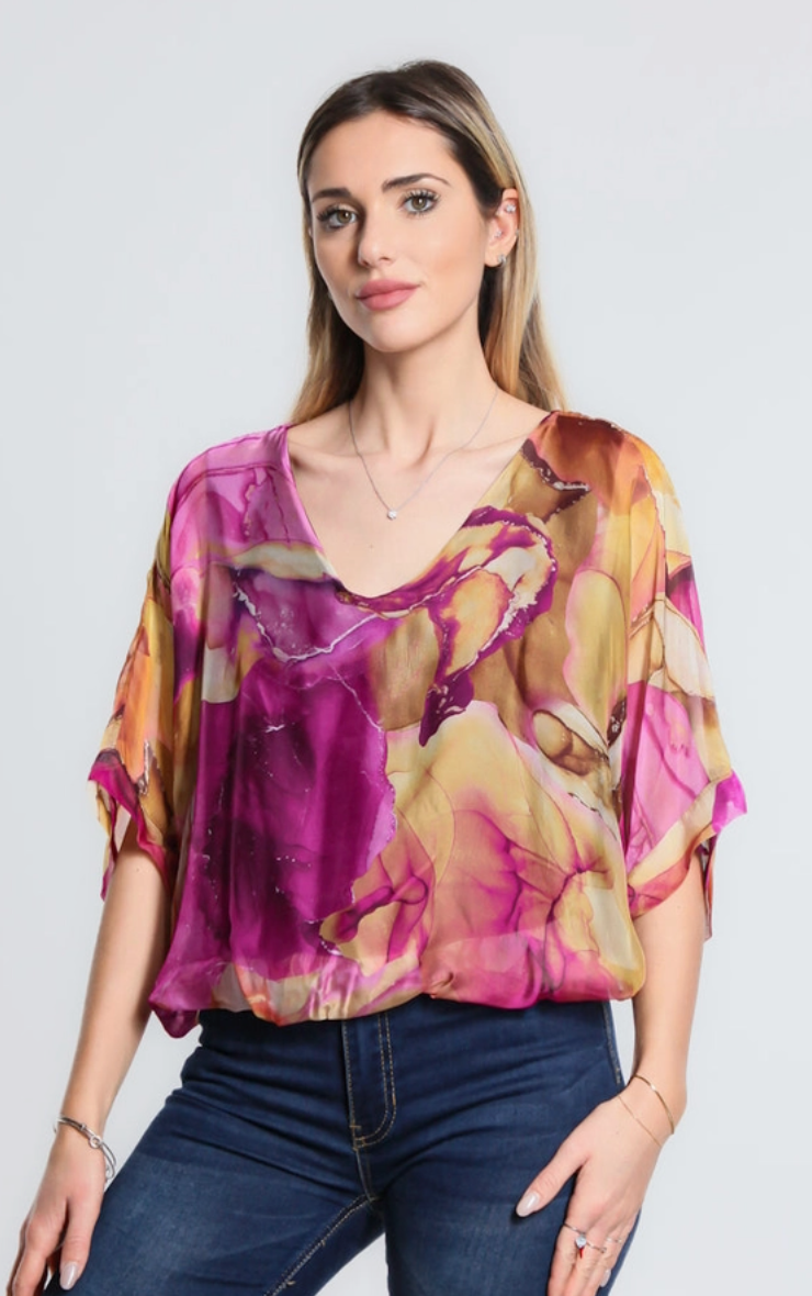 Cherry Marble Band Waist Top