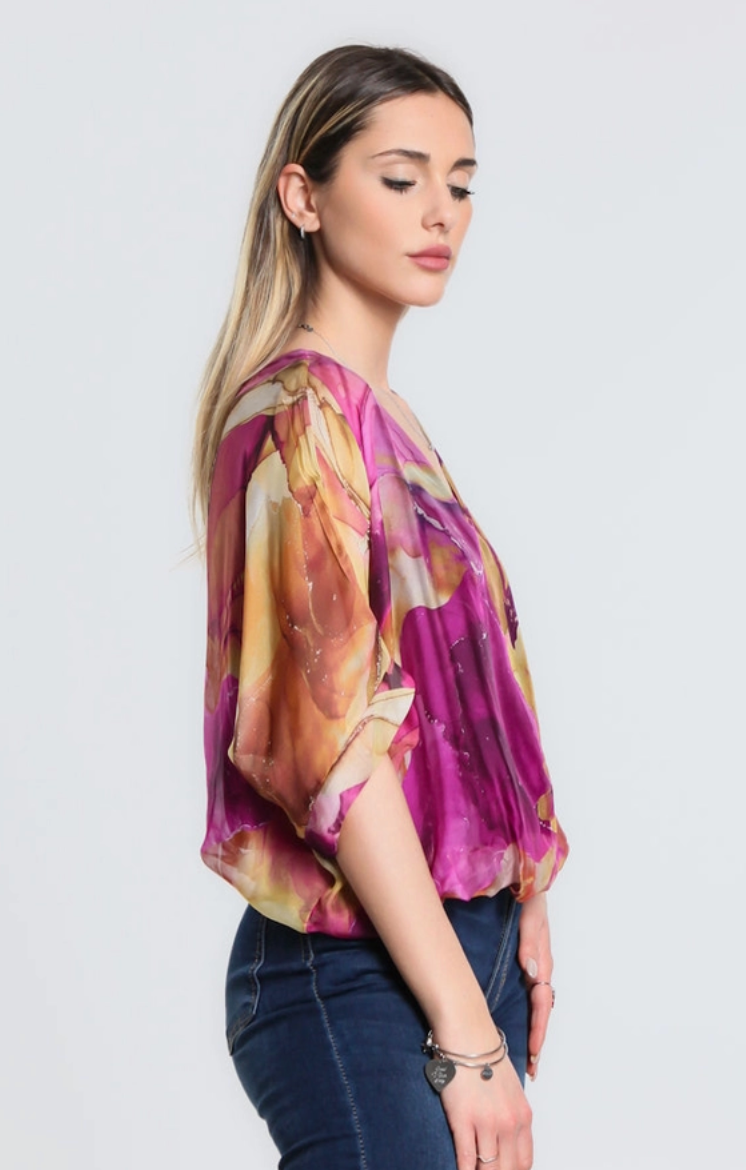 Cherry Marble Band Waist Top