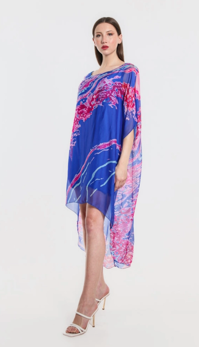 Cobalt Lava Hi-Low Silk Dress