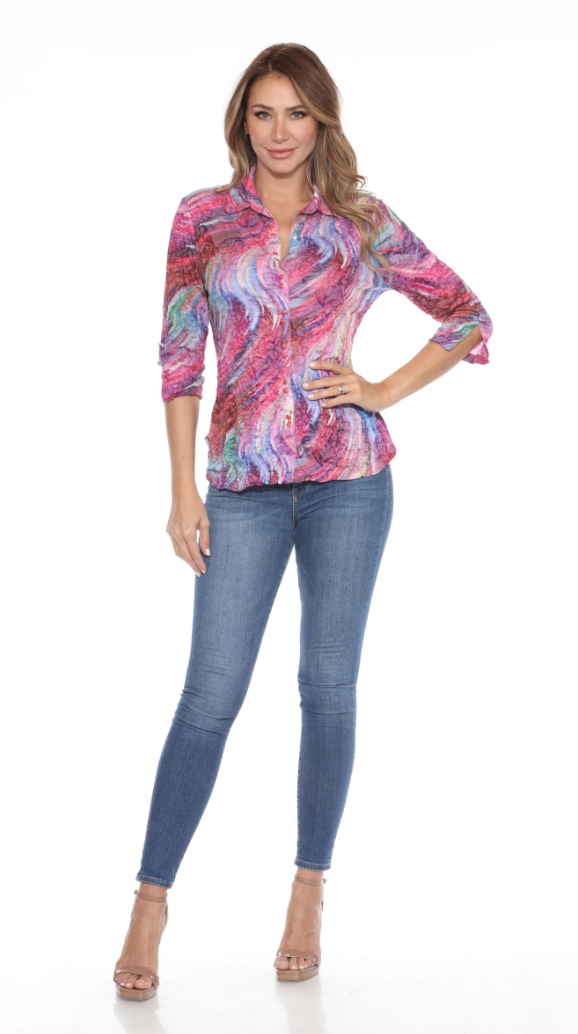 Vibrant Dance Button Top