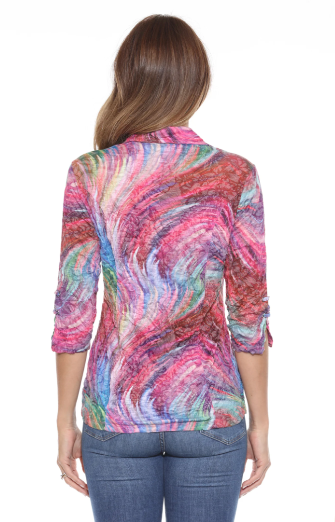 Vibrant Dance Button Top