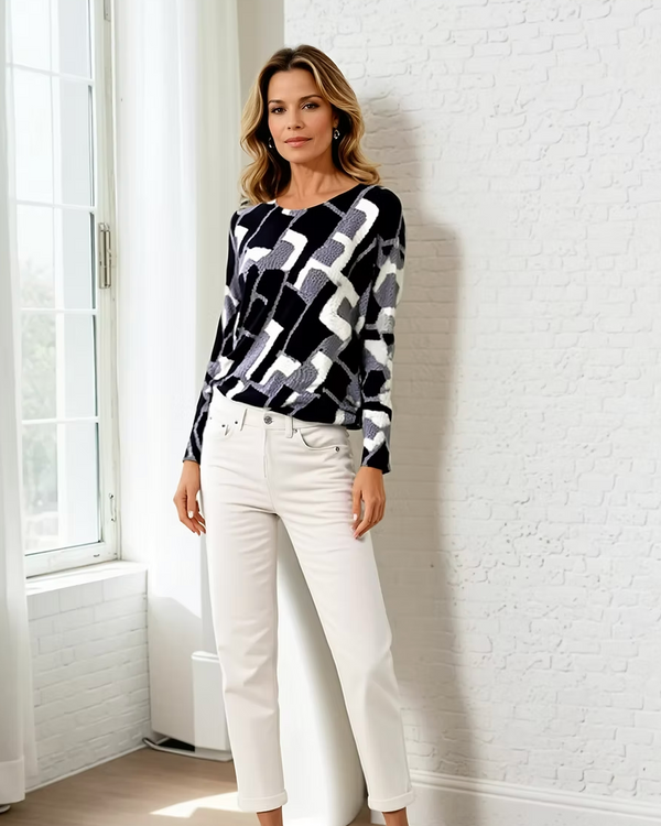 Black Squares Texture Dolman Onesize Top