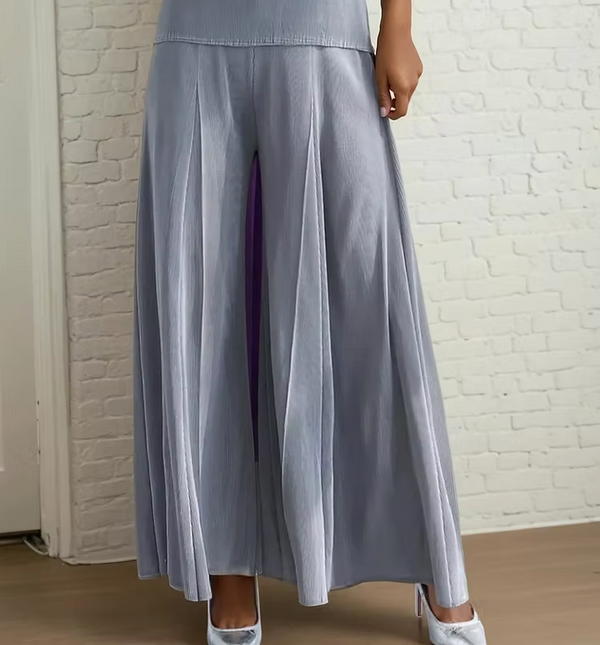 Grey Pleated Palazzo Pant
