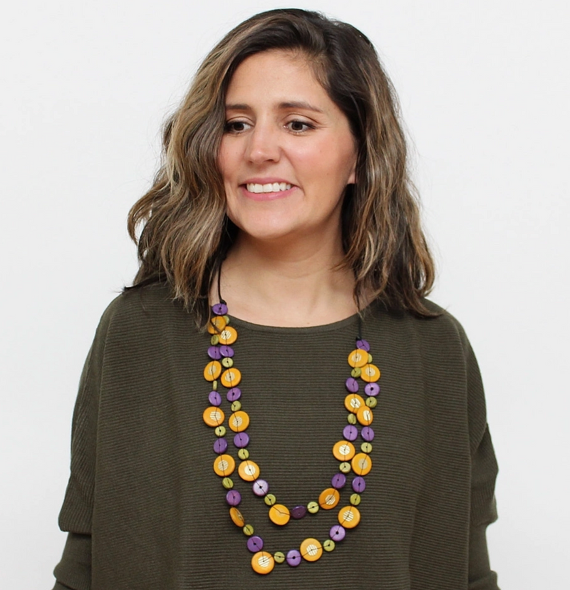 Purple &  Mustard Double Strand Necklace